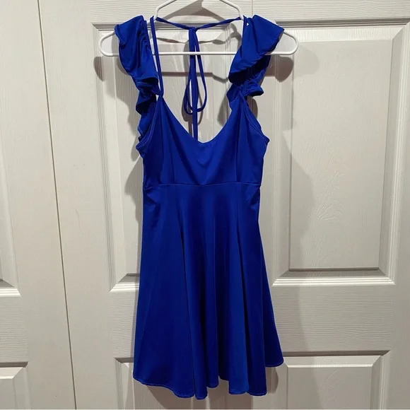 green emerald velvet dress Navy Flowy Mini Dress main image 0